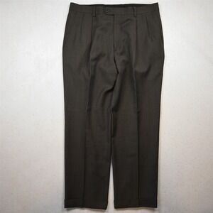 Gerald Austin 36x30 Brown Glenn Check 100% Wool Pleated Cuffed Dress Pants